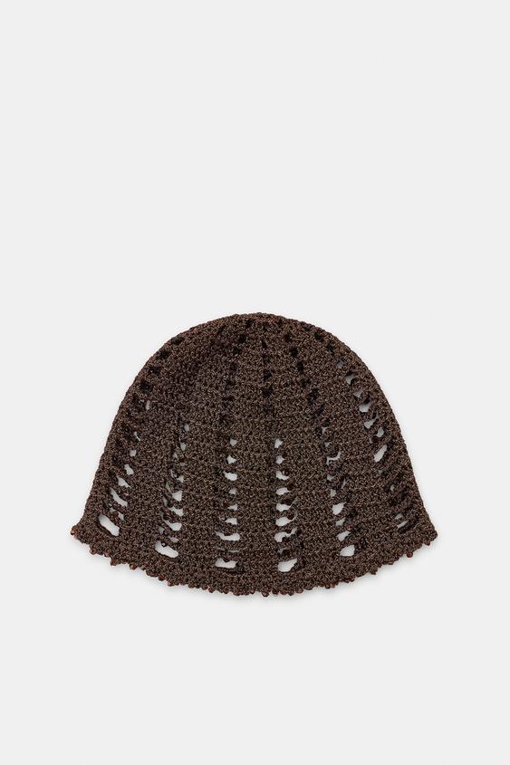 BONNET CASQUETTE CROCHET FANTAISIE - Marron de Zara - Image 2