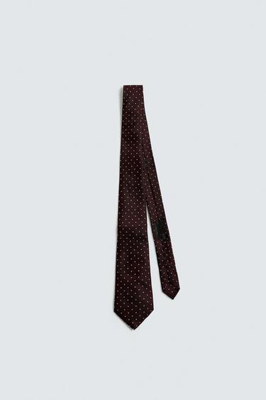100% SILK JACQUARD TIE - Burgundy by Zara