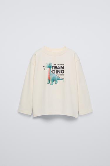 Zara PRINTED T-SHIRT - Ecru