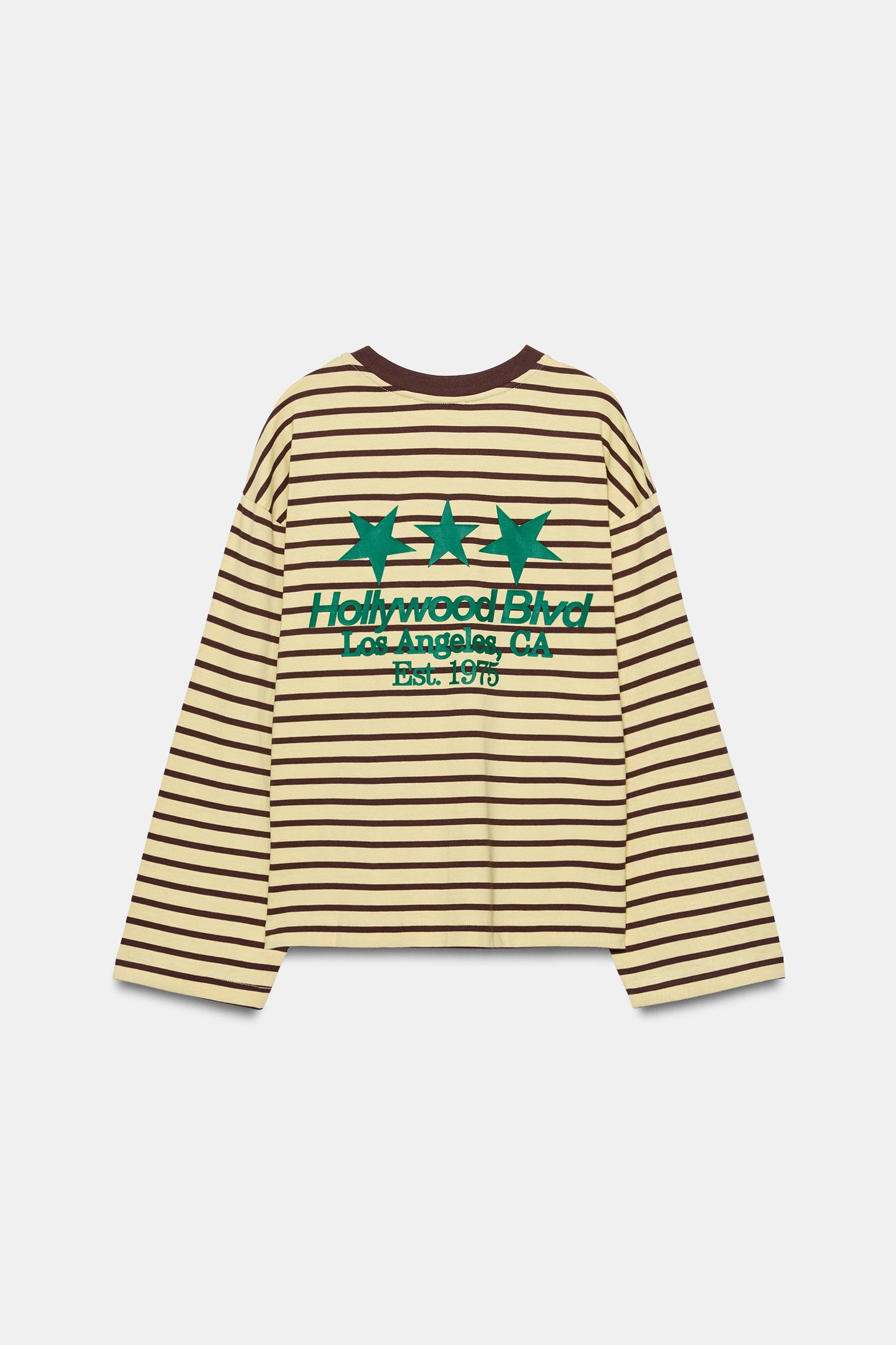 Женская футболка Zara Striped Text, цвет: Жёлтый — фото 7