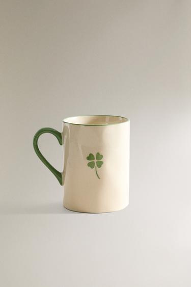 클로버 스톤웨어 컵 - Zara 화이트 / 그린