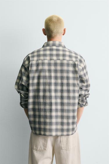 CHEMISE BOXY FIT À CARREAUX - Bleu de Zara - Image 2