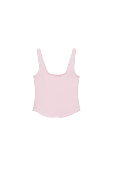 RIBBED STRAPPY TOP - Pastel pink by Zara
