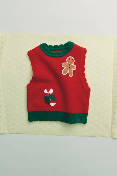 KNIT VEST WITH CROCHET PATCHES - Red by Zara