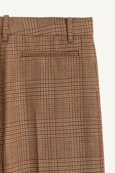 PANTALON FLARE À CARREAUX EN LAINE ÉDITION LIMITÉE - Marron de Zara - Image 7