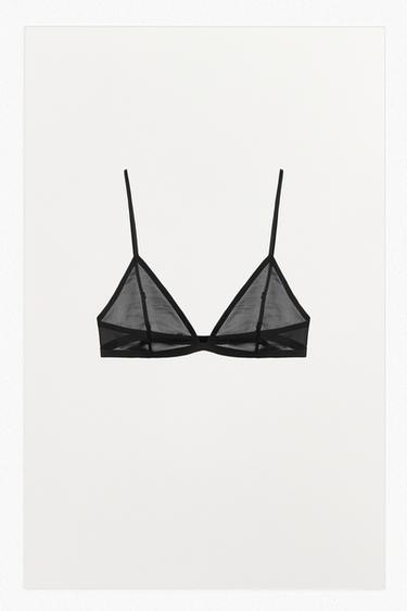 BRALETTE TRIANGULAR CON POLIAMIDA - Negro de Zara