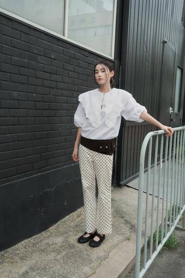 POLKA DOT MINI FLARE TROUSERS - Ecru / Black by Zara