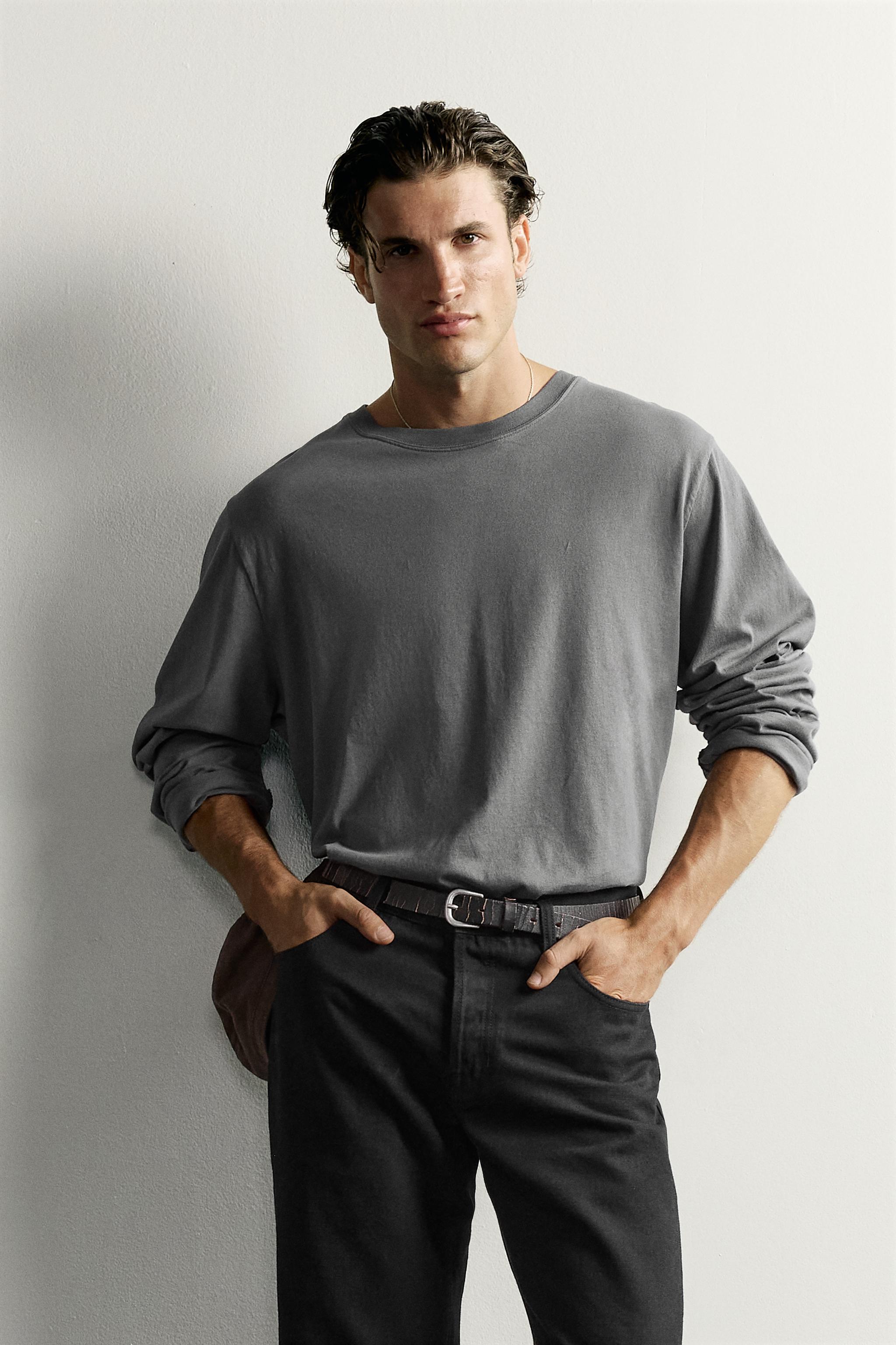 Zara RELAXED FIT UZUN KOLLU T-SHIRT görsel 2