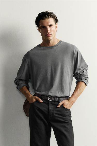 RELAXED FIT LONG SLEEVE T-SHIRT — Anthracite grey 2