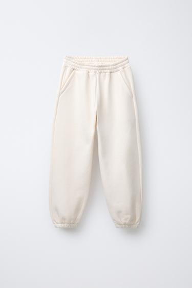 Zara BASIC FLEECE JOGGERS - Ecru - Image 0
