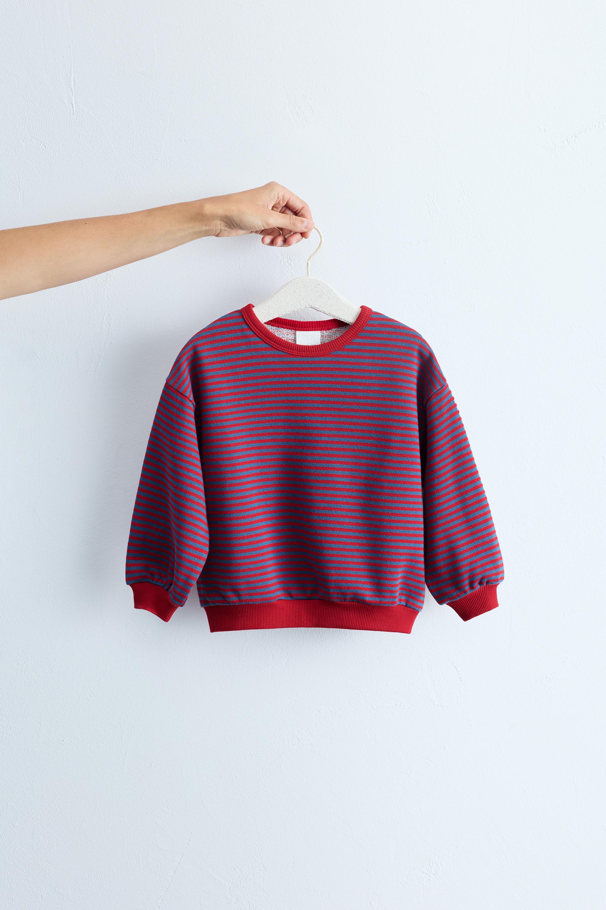ZARA TIMELESS - STRIPED PRINT SWEATSHIRT — Red