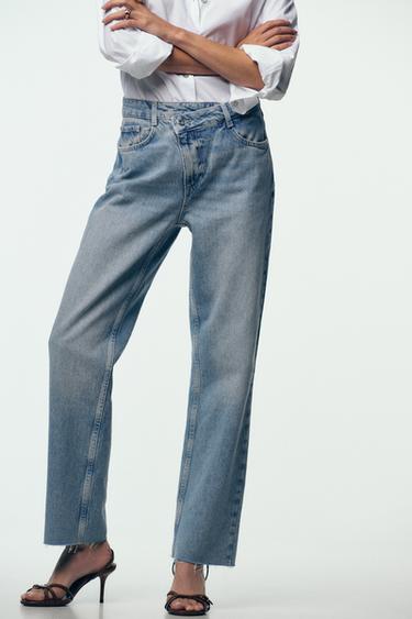 JEANS Z.09 STRAIGHT ANKLE HIGH-WAIST CROSSOVER WAIST - Indigo by Zara