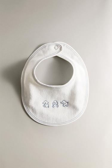 CHILDREN'S VELOUR ELEPHANT BIB - Oyster-white by Zara - Image 0