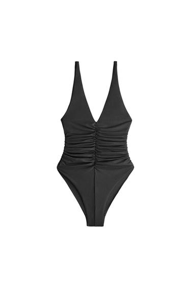 GATHERED BEACH SWIMSUIT - Black by Zara