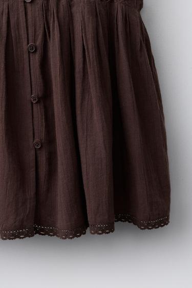 LACE PINTUCK BLOUSE - Dark brown by Zara - Image 3