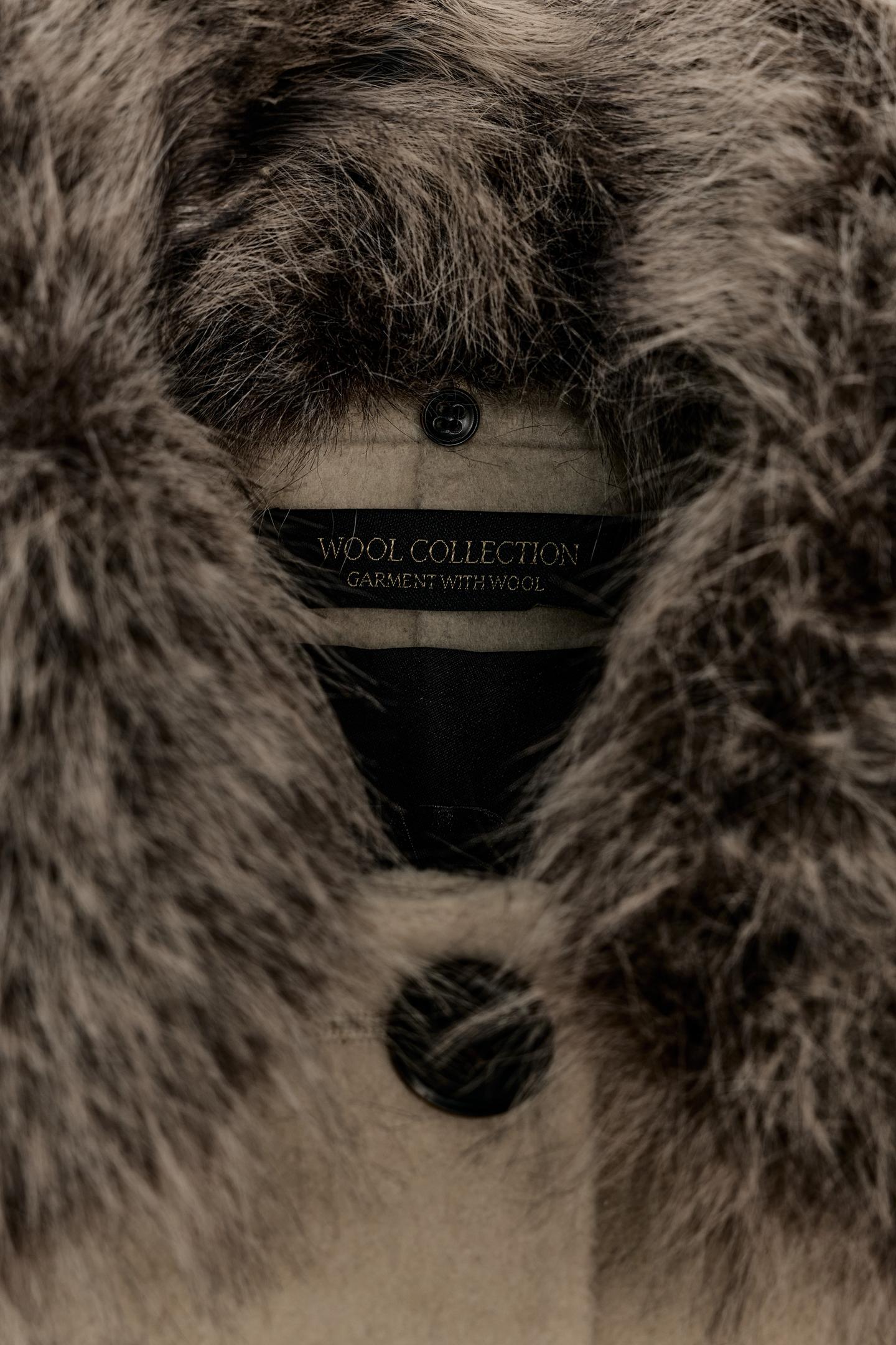 Женская куртка Zara ZW Collection Wool Blend with Faux Fur Collar, цвет: Бежевый — фото 9