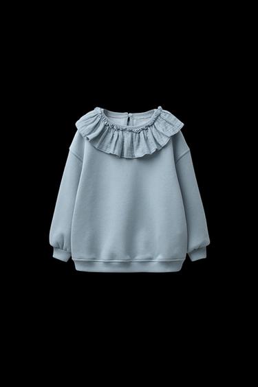 RUSTIC PETER PAN COLLAR SWEATSHIRT - Turquoise by Zara - Image 0