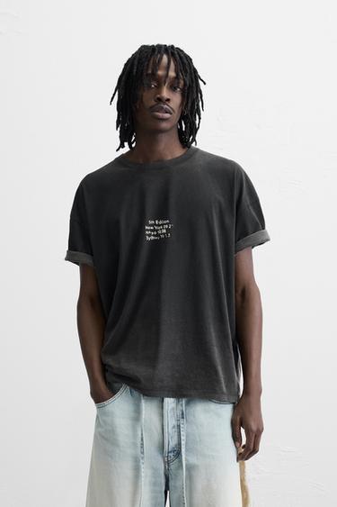 FADED T-SHIRT WITH PATCH - Dark anthracite by Zara - Image 1