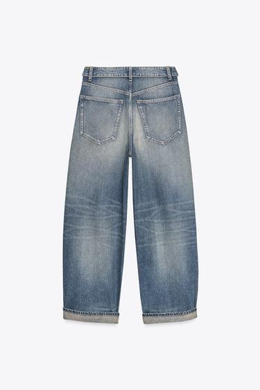 TRF MID-WAIST FOLDED WAISTBAND JEANS - Navy blue by Zara - Image 3