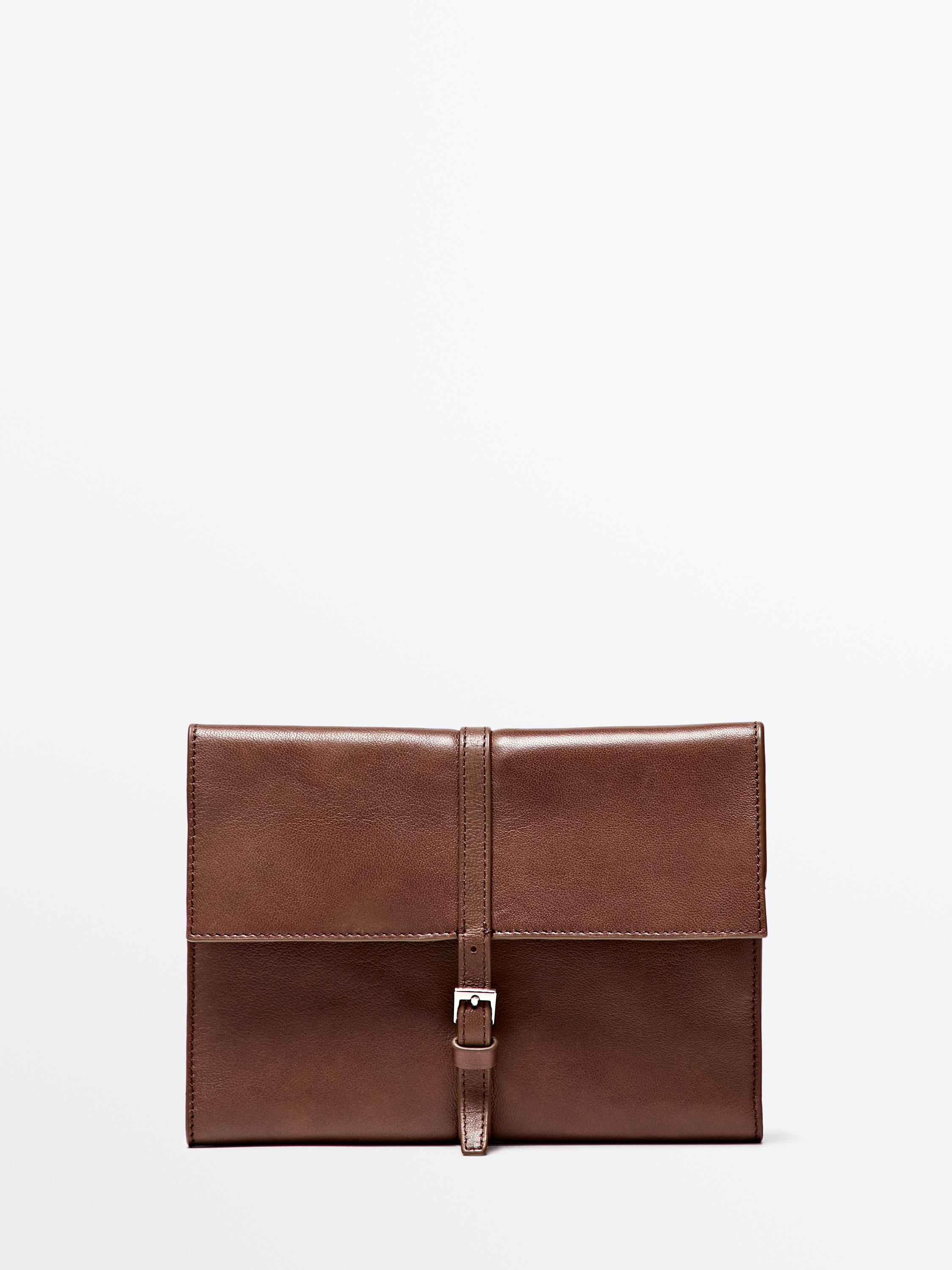 Nappa leather tech accessory case — Mink marl