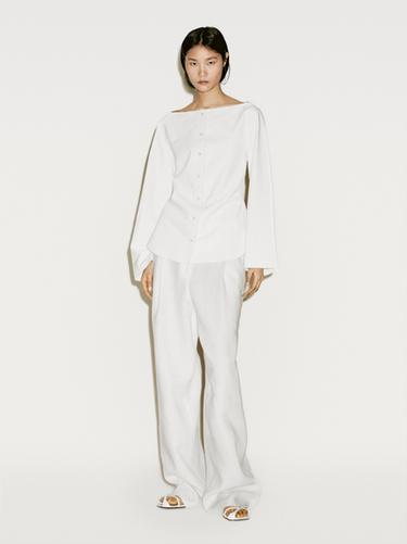 Zara Fitted suede leather shirt - Limited Edition - White - Image 0