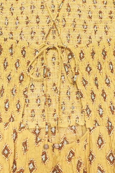 ROBE MI-LONGUE IMPRIMÉE - Jaune de Zara - Image 9