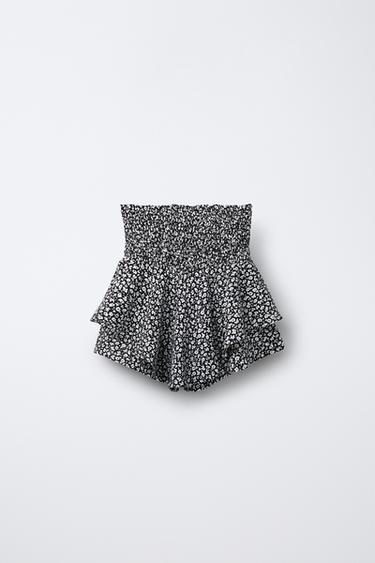 JUPE-SHORT FLEURS CAPE - Noir de Zara - Image 1