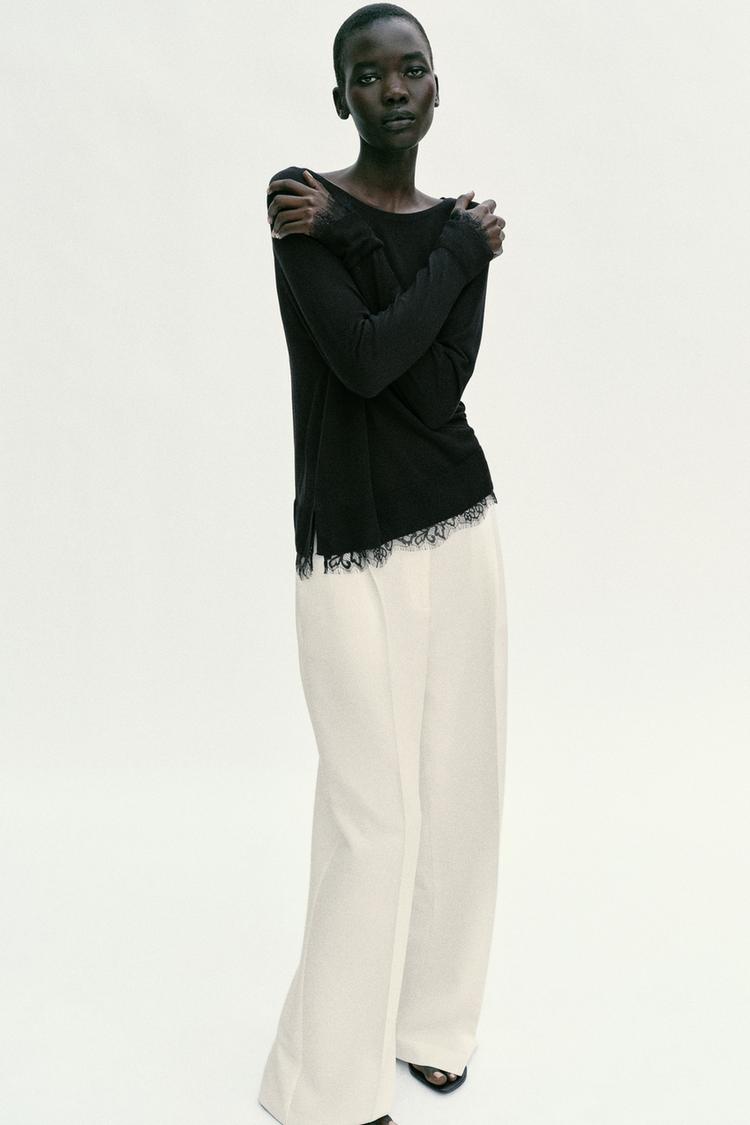 DANTEL DETAYLI TRİKO KAZAK