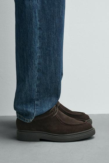 CHAUSSURES EN CUIR BORDÉ - Marron de Zara - Image 1