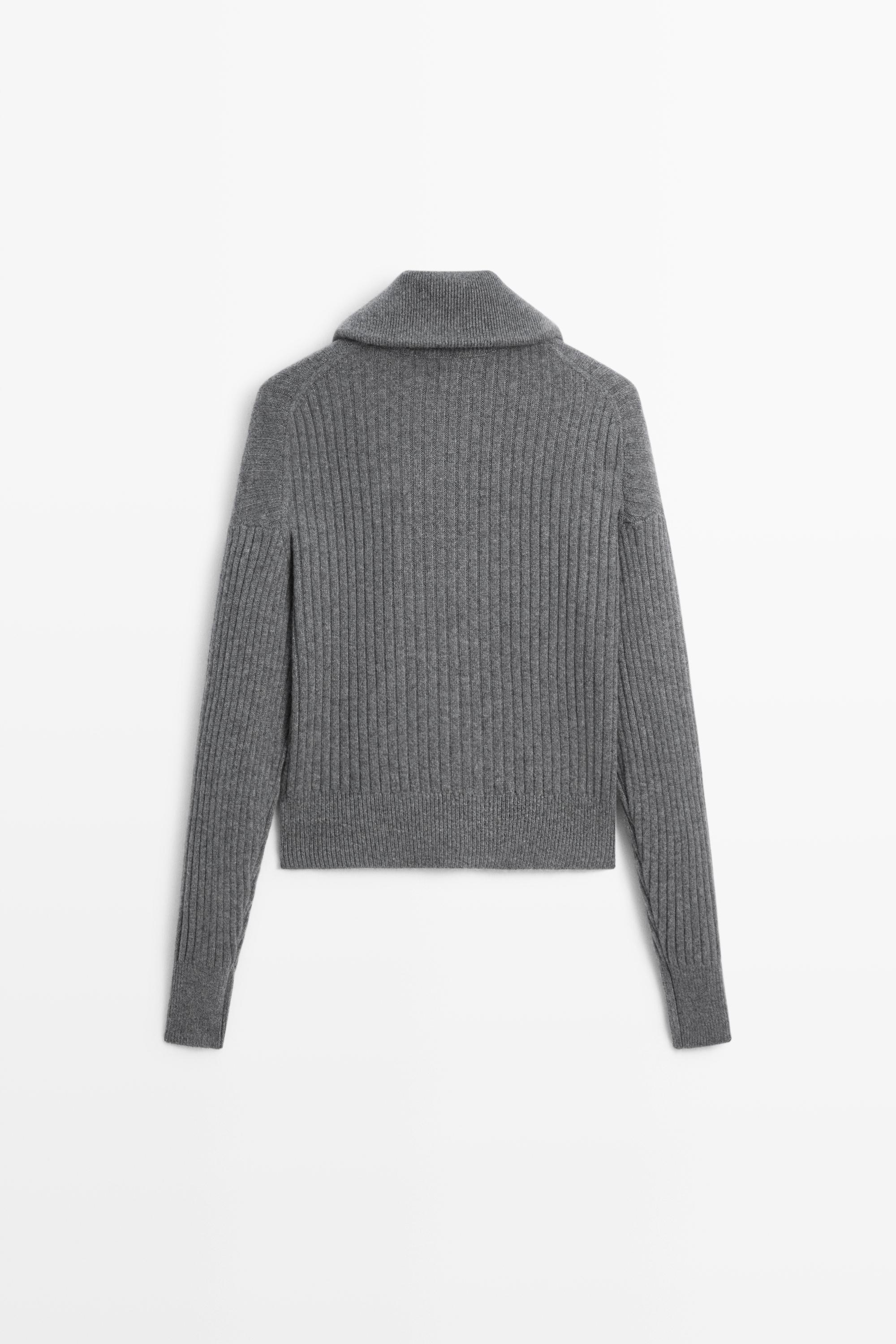 Cardigan en maille côtelée 100 % cachemire