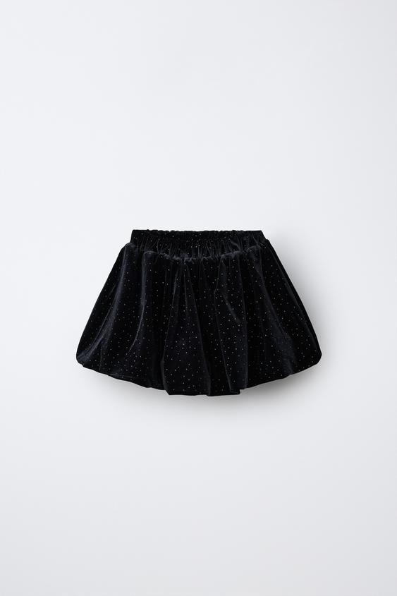 SHIMMER VELVET BUBBLE SKIRT - Black by Zara - Image 0