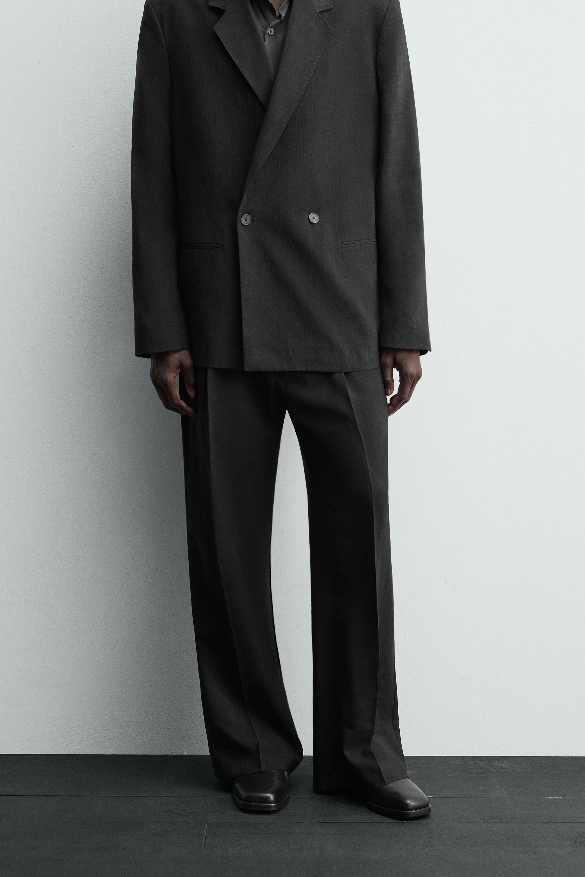 ZARA テクスチャー スーツ ブレザー + スラックス パンツ ブラック黒M スリムフィットスーツパンツ - ブラック | ZARA Japan / 日本