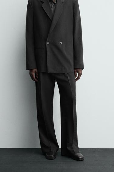 Zara FLOWY SUIT PANTS - Black