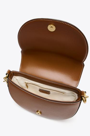 CANVAS STITCH DETAIL CROSSBODY BAG - Dark tan by Zara - Image 4