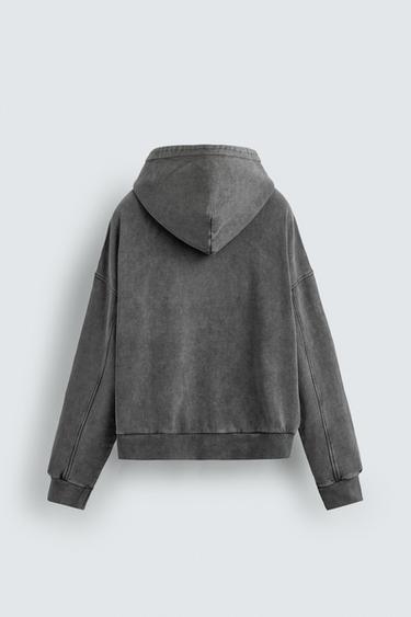WASHED ZIP HOODIE - Greyish by Zara - Image 8