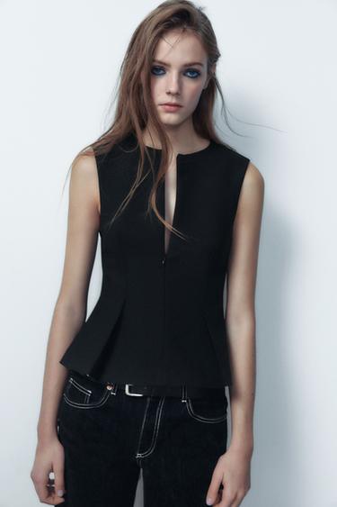 PEPLUM DART TOP - Black by Zara - Image 2