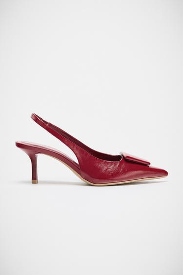 APPLIQUÉ SLINGBACK HEELS - Red by Zara