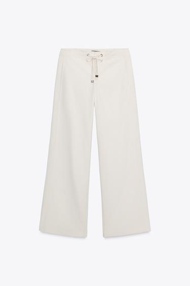 WIDE-LEG TROUSERS - Ecru by Zara