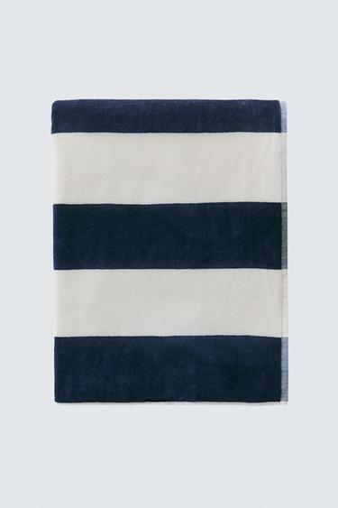 STRIPED BEACH TOWEL - navy by Zara