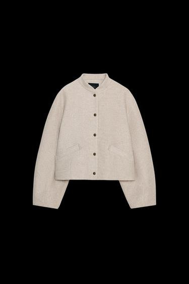 Zara SOFT BOMBER WITH ELASTIC HEM - Sand - Image 0