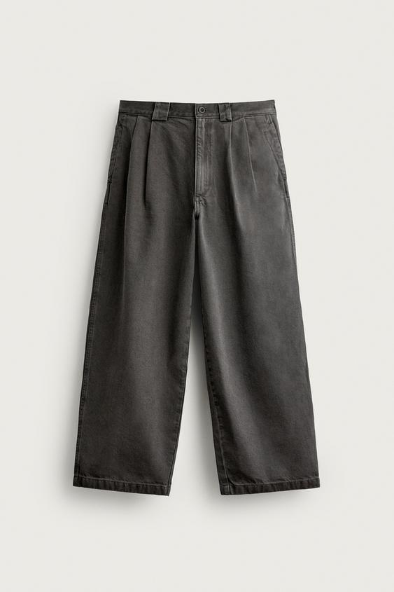 PANTALON CHINO RELAXED FIT À PLIS - Vert gris de Zara - Image 5