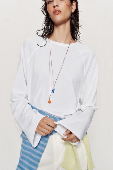 CORD NECKLACE WITH ALPHABET LETTER - Light green by Zara