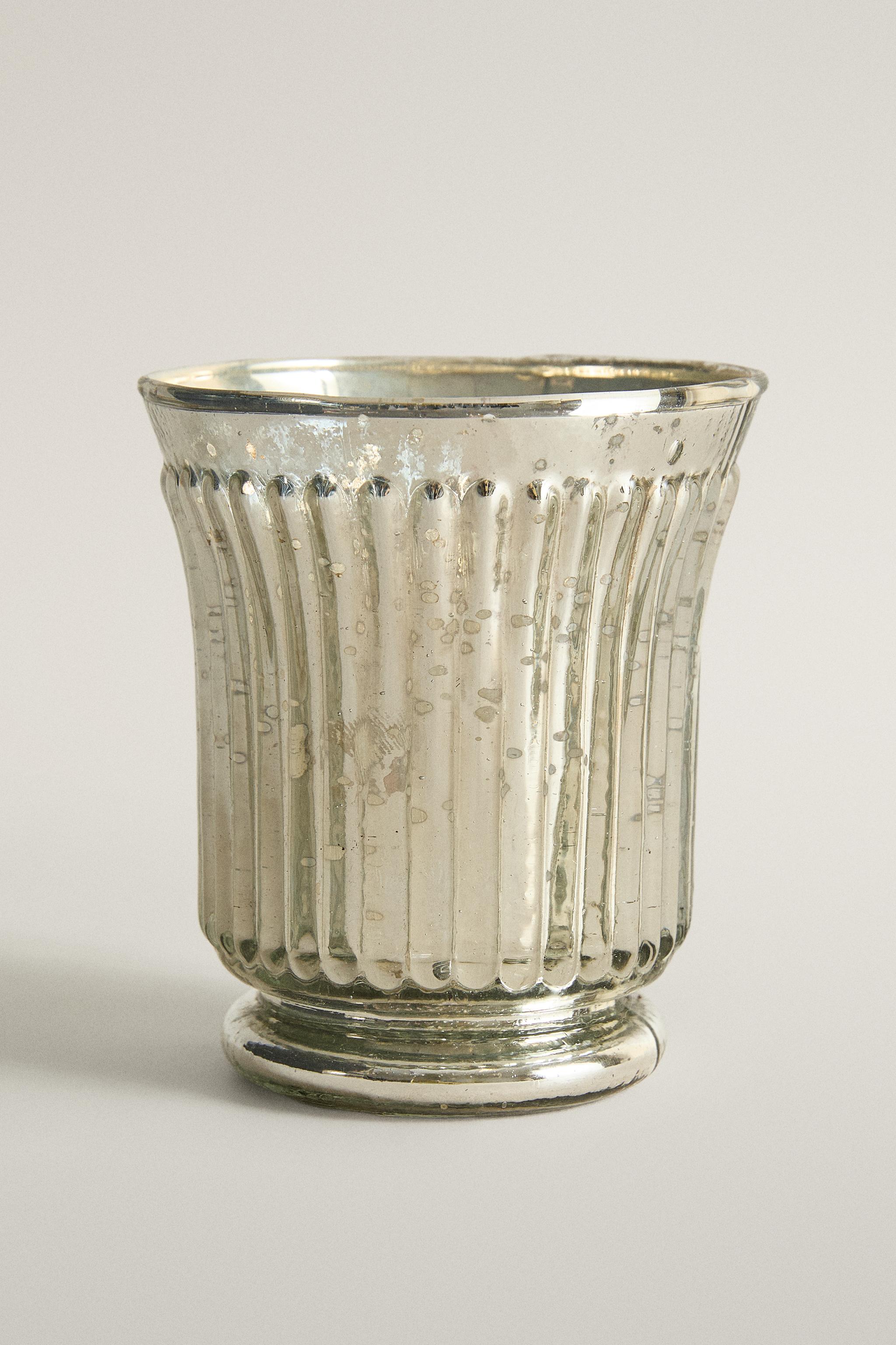 MERCURY GLASS CHRISTMAS CANDLE HOLDER