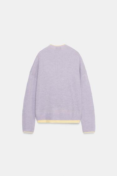 PULL EN MAILLE FINITIONS CONTRASTÉES - Lilas de Zara - Image 4