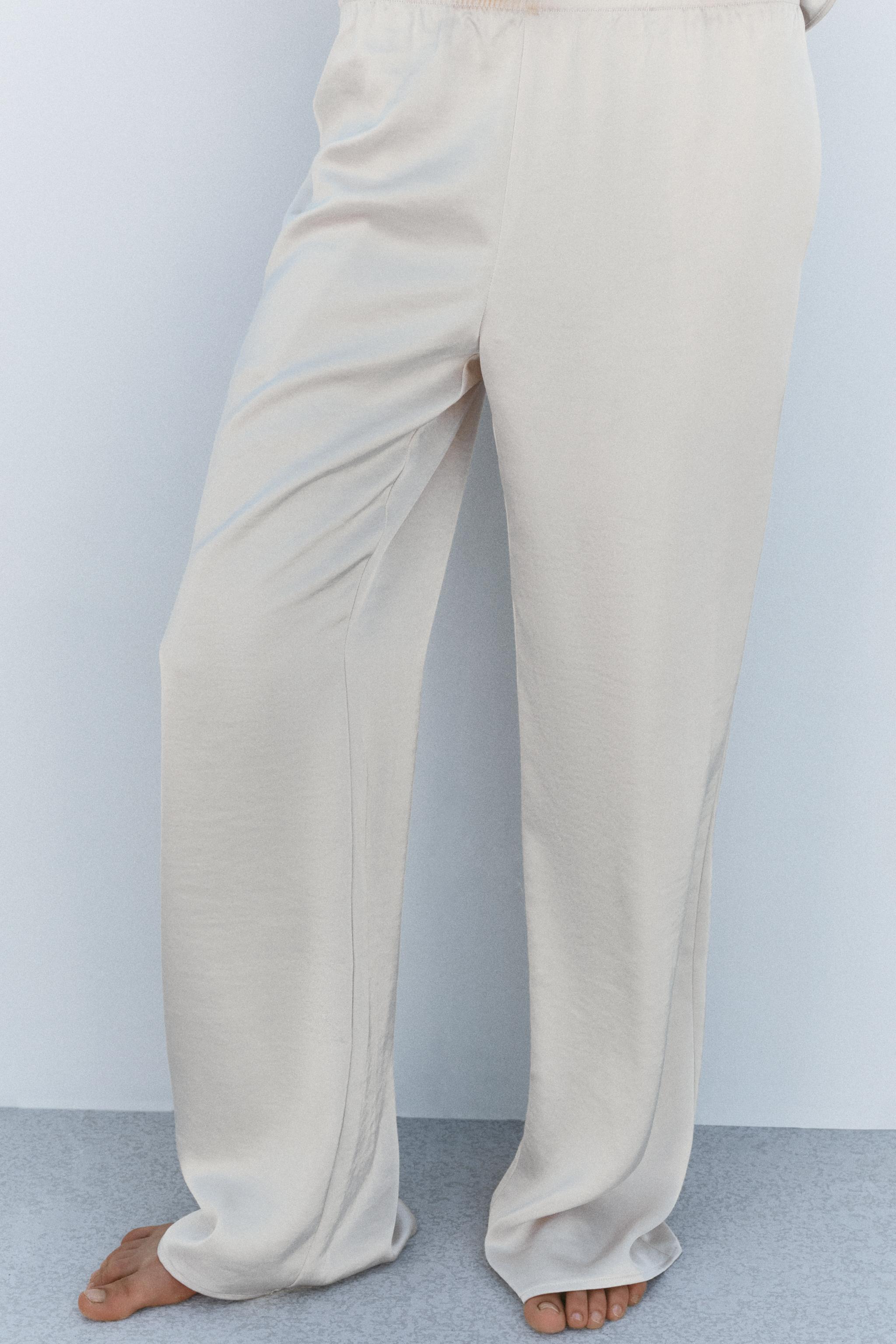 SATIN PAJAMA PANTS - Oyster-white | ZARA Canada