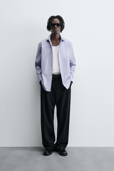SLIM FIT CHECK SHIRT - Sky blue by Zara - Image 0