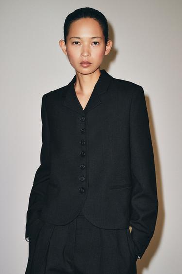 БЛЕЙЗЕР ПРЯМОГО КРОЯ С ПУГОВИЦАМИ — ZW COLLECTION — ЧЕРНЫЙ от Zara