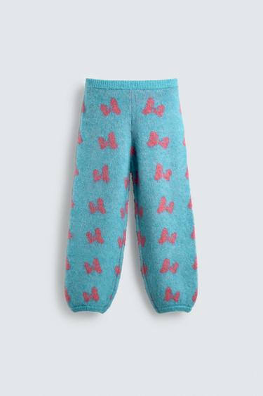 Zara HARRY LAMBERT FOR ZARA X DISNEY INTARSIA KNIT PANTS - Aquamarine