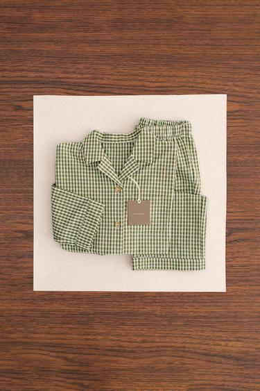 TIMELESS - CHECK SHIRT PYJAMAS - GREEN by Zara - Image 0