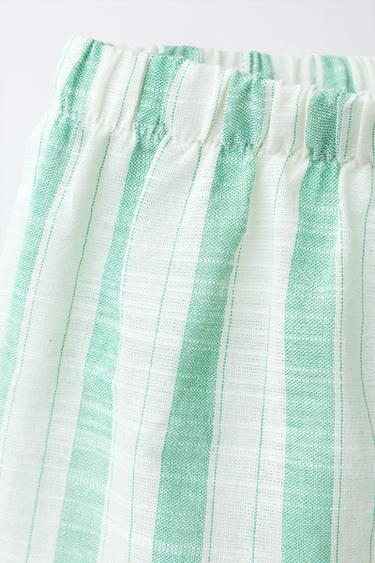SHORT À RAYURES - Vert de Zara - Image 2